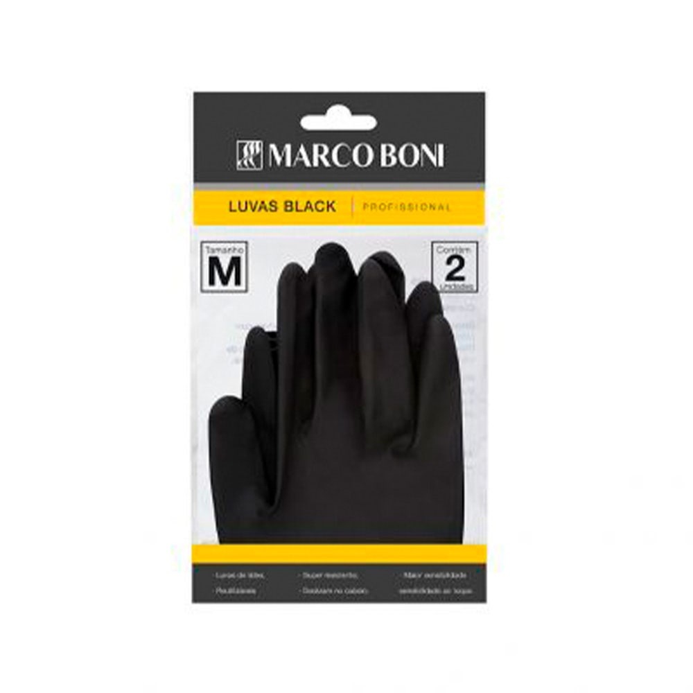 Luva Látex Marco Boni Black Profissional - 1 Par Tam. M - Health