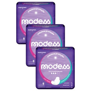 Kit 3 Absorventes Modess Malha Suave com Abas 8un cada