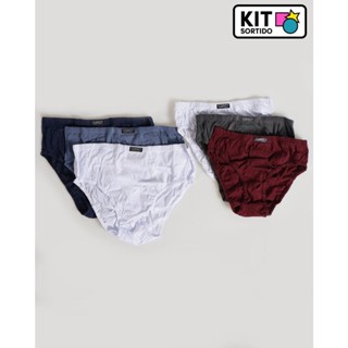 Kit 3 Cuecas Slip Masculinas Cores Sortidas Tamanho GG