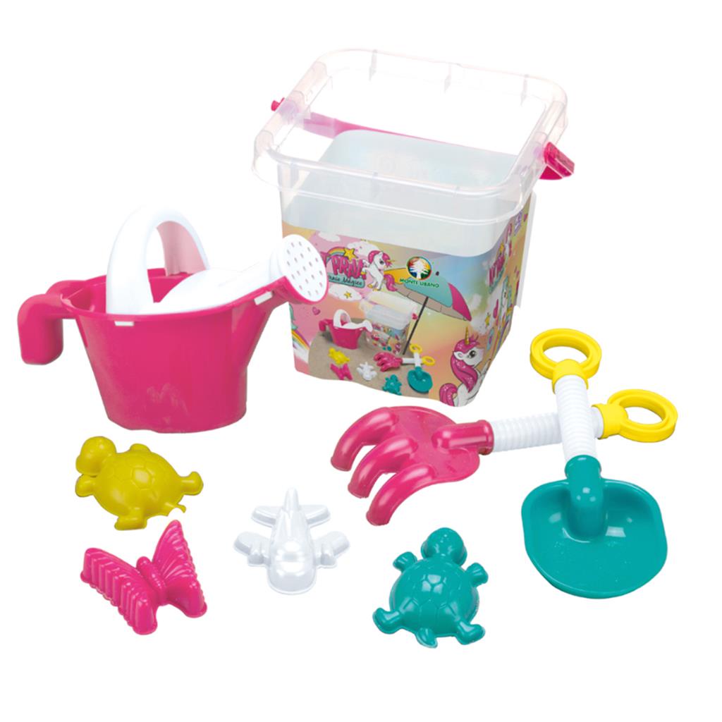 Kit Praia Unicornio Brincadeira Na Areia Com Pa Rastelo Baldinho E Forminhas Brinquedo Colorido Infantil Para Criancas Conjunto Divertido - Monte Libano
