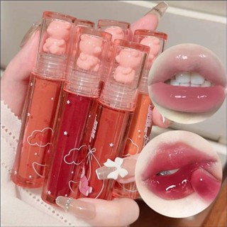 Cristal De Urso Congelado Água De Morango Espelho Clareador De Lábios Brilho Labial À Prova D