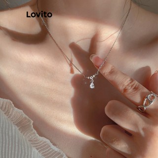 Lovito Colar Casual de Strass Simples para Mulheres LFA03144 (Prateado)