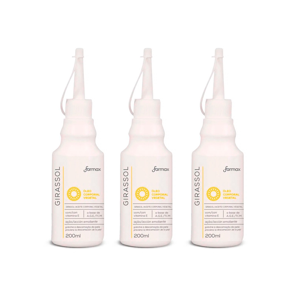 Farmax Kit 3un Óleo Corporal Vegetal de Girassol - 100ml