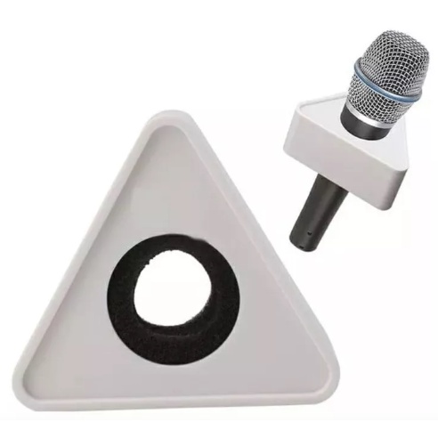 Canopla Triangular Para MIcrofone Acrilico Branco