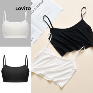 Lovito Casual Lisa Camiseta Regata Feminina Simples L62ED046 (Branca/Preta)