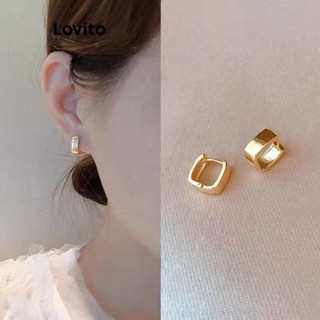Lovito Brincos Geométricos Básicos Lisos para Mulheres LFA04105 (Dourado/Prata)
