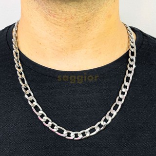 Corrente Masculino Aço Inoxidável Cordão Prateada Grumet 2.5mm 60cm 3x1