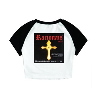 Cropped Raglan Feminino Tumblr blogueira Racionais Sobrevivendo no Inferno capa album feminina curta