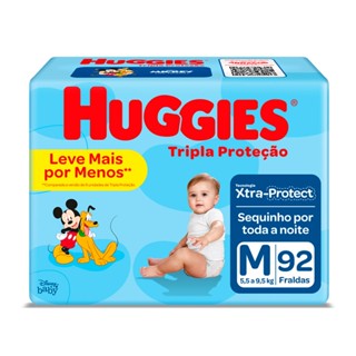 Fralda Huggies Tripla Proteção Tamanho M Pacote Hiper 92 Fraldas Descartáveis