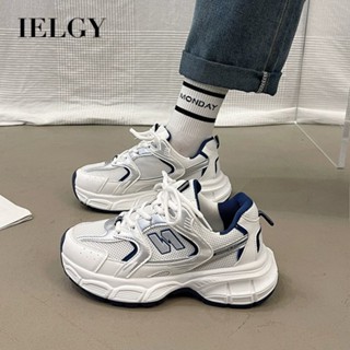 Ielgy Daddy Shoes Women New Style Fashion Moda Leve e de malha espessa respirável versão coreana Casual Sports White Shoes