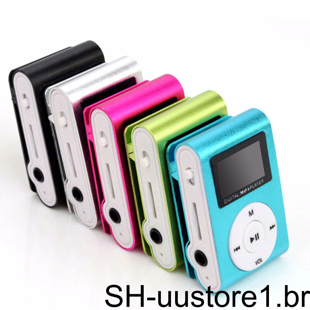 【 Uuustore1 】 1/2/3 Mini MP3 Player Com Tela LCD Clip Metálico Portátil Música Media Supor...