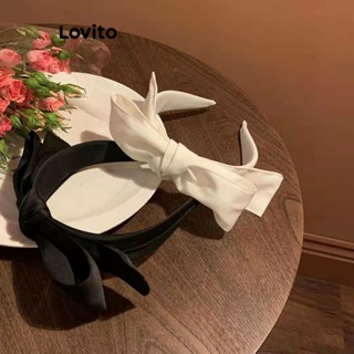 Lovito Casual Tiara Feminina Lisa com Laço LFA01092 (Branco/Preto)