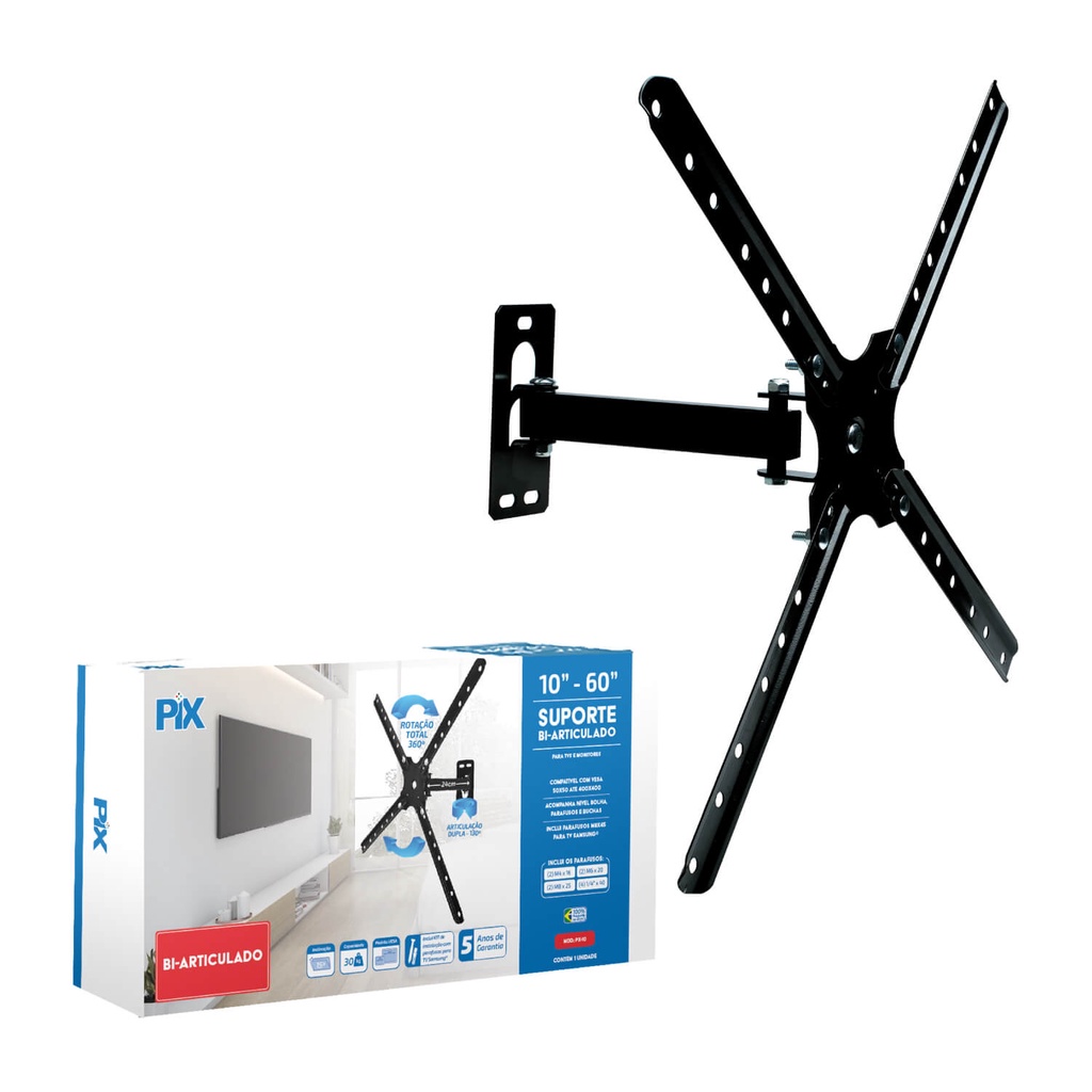 Suporte Tv Bi-Articulado De 14 A 56 Pol Led Plasma Lcd Todas