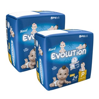 Kit 2 Fralda Evolution Tamanho P Pacote Jumbinho com 24 Fraldas Descartáveis cada