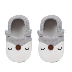 Pantufa Bebê Raposa Cinza Antiderrapante - Buba