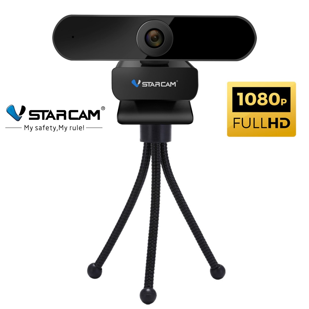 Webcam Full HD 1080P Vstarcam Visão 360 Auto foco com tripé incluso Envio Imediato