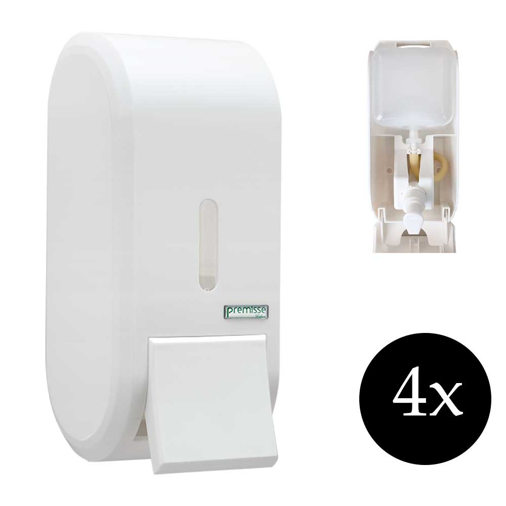 Kit 4 Saboneteira porta sabão dispenser álcool gel sabonete líquido Urban Premisse com reservatório academia lavabo consultorio elevador prédio shopping  banheiro alco branco