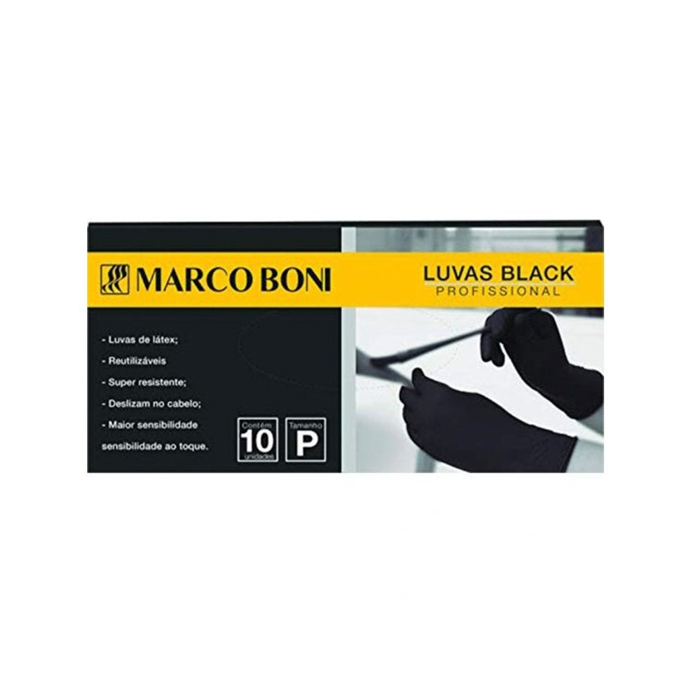 Luva Látex Marco Boni Black Profissional c/10un Tam. P - Health