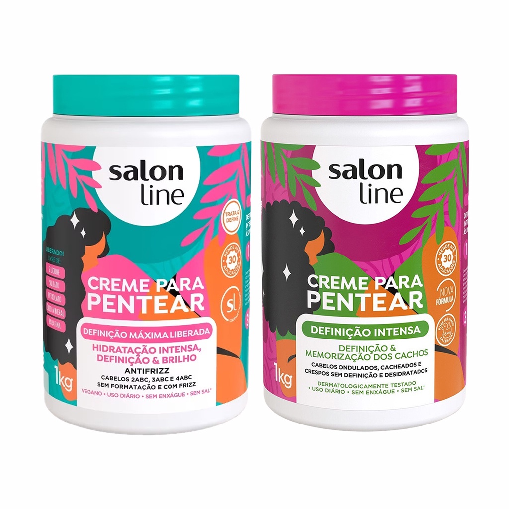 Kit Creme De Pentear Definição Máxima + Intensa Salon Line 1Kg em Oferta na Shopee