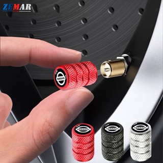 4Pcs Nissan Tampas De Válvulas Para Pneus Carros Automóveis Peças Metálicas Bicicletas Versa Kicks Tiida March Sentra Livina gtr Forma Cilíndrica Com Logotipo De Carro