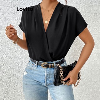 Lovito Macacão Feminino Plus Size Curvo Elegante Com Manga Dolman E Envoltório Liso LNL42155