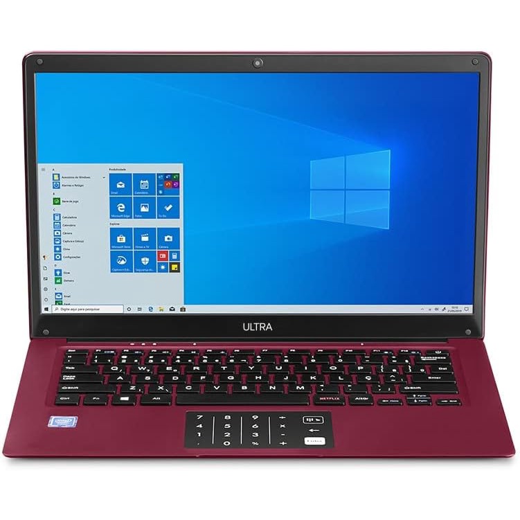 Notebook Legacy Cloud, com Windows 10 Home - Intel Quad 4GB 64GB 14,1 Pol. HD, Vermelho + Microsoft 365 Personal com 1TB