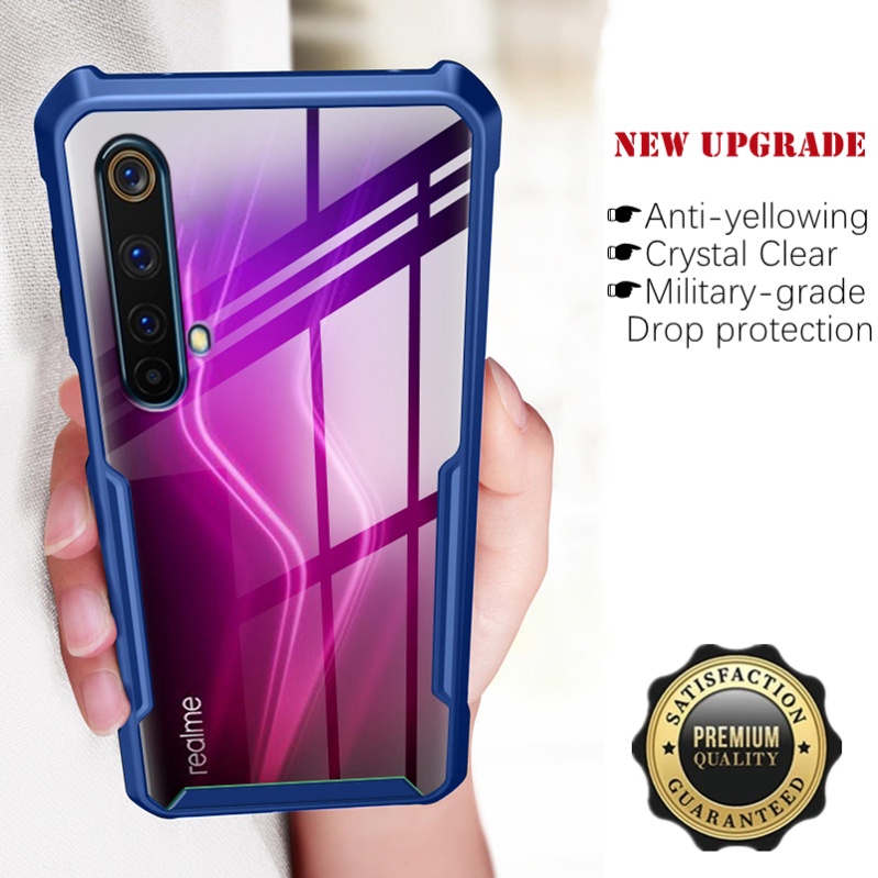 Para Realme X50 5G RMX2144 Caixa Traseira Acrílica Transparente Slim Com Canto Reforçado Tampa Da Armação Do Pára-Choques TPU Macia em Oferta na Shopee