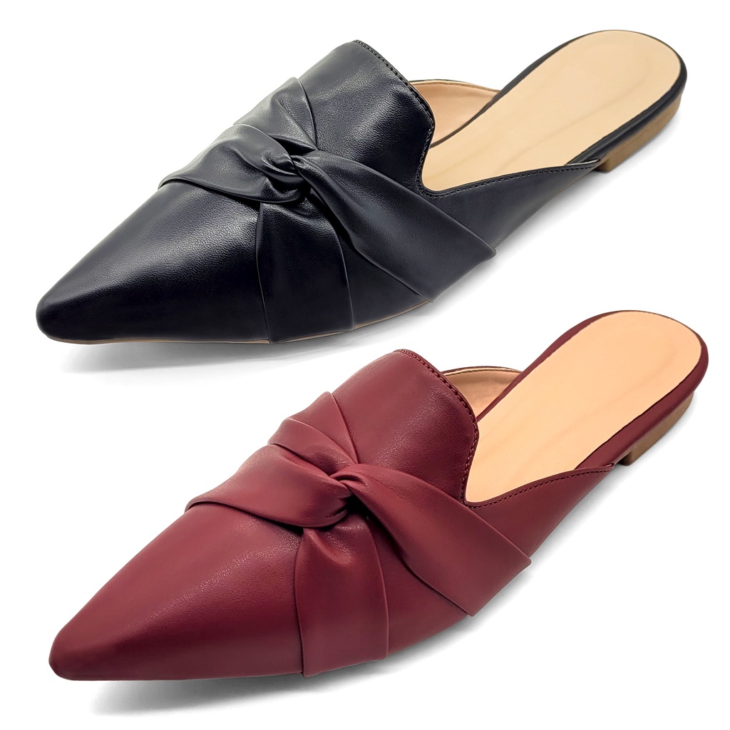 Kit 2 Mule Feminino Bico Fino Rasteirinha Confortável Verão Casual Elegante Sapatilha Feminina
