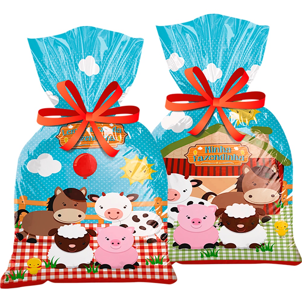 Sacola Plastica Festa Fazendinha 12 Unidades - Regina - Rizzo Festas - Stationery