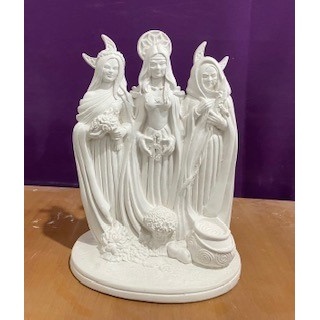 ESTATUA IMAGEM DEUSA TRIPLICE EM GESSO CRU 28 CM