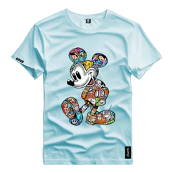 Camiseta Personalizada Masculina Mickey Mouse Personagens Desenho Animado TV Malha Premium Algodão