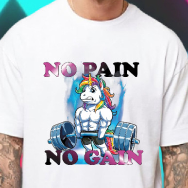 Camiseta Treino Academia - "no Pain No Gain" - Unicórnio ,Meme, Maromba