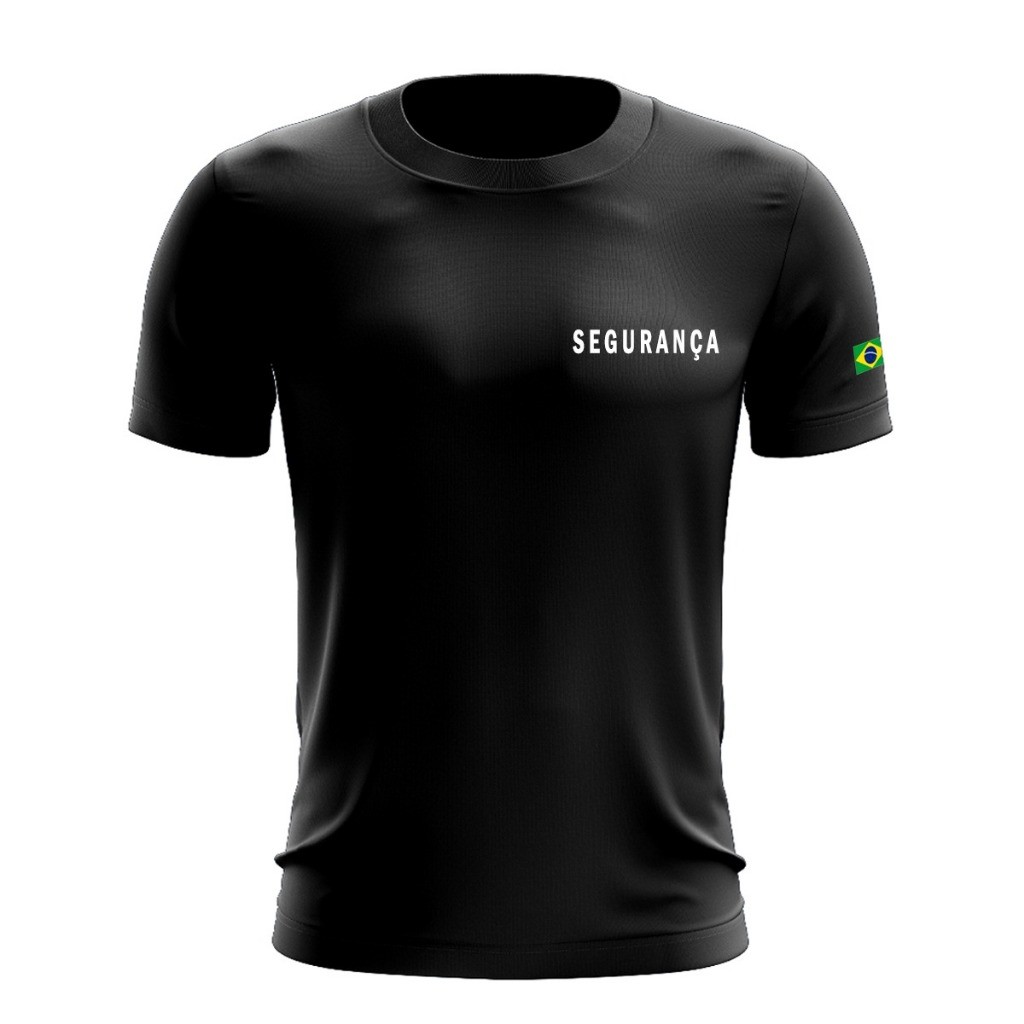 Camiseta  Uniforme Profissional Empresa de Segurança Fardamento Farda Camisa Manga Curta Preta Logo