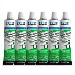 Silicone Acético Transparente 50g Kit C/6 Unidades