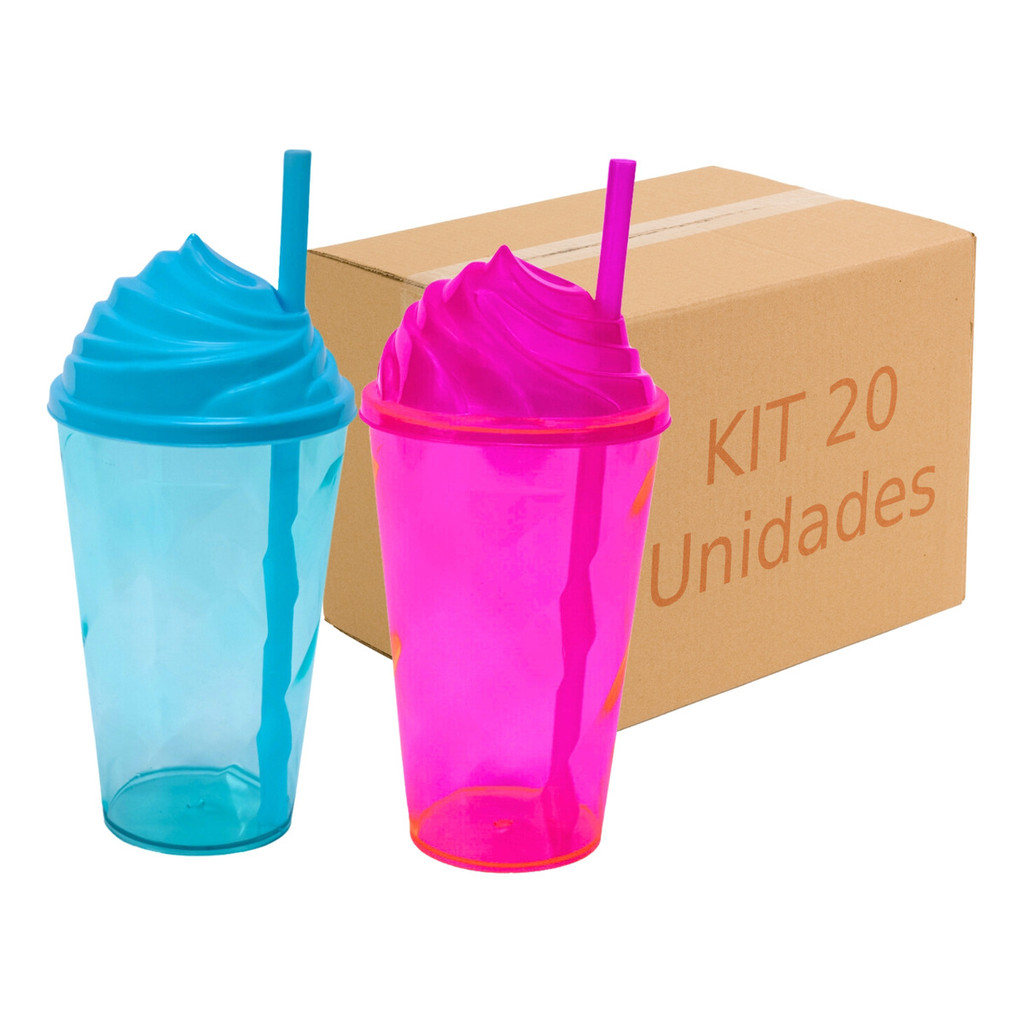 Kit 20 Copos Twister 300ml Tampa Chantilly 2 Cores Atacado Balada Direto Fabrica Brinde Lembrancinha em Oferta na Shopee