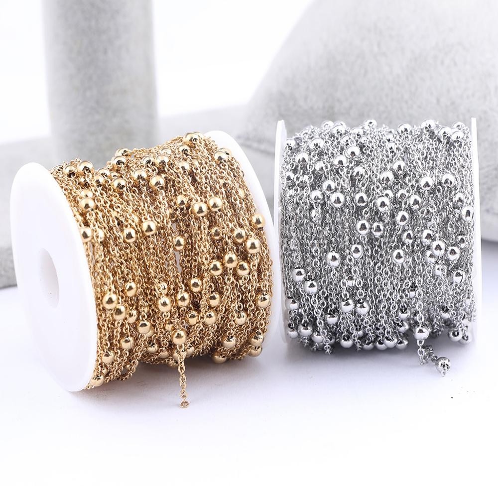 Rolo Corrente Singapura Com Bolinha 3.5mm Ouro/Prata 10 Metros