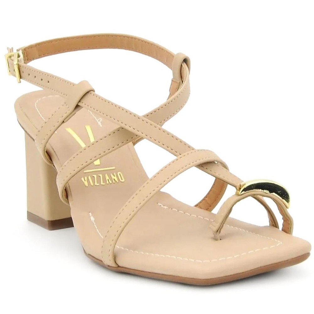Sandália Vizzano Salto Bloco Detalhe Feminina em Oferta na Shopee