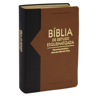 Bíblia de Estudo Esquematizada | ARA | Letra Normal | Capa Luxo Marrom em Oferta na Shopee