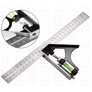 Esquadro Combinado De Aço C/ Régua 45º E 90º 30 Cm Com Nível