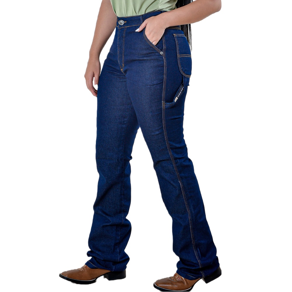 Calça Jeans Feminina Carpinteira Country PLUS SIZE Amaciada Rodeo Farm