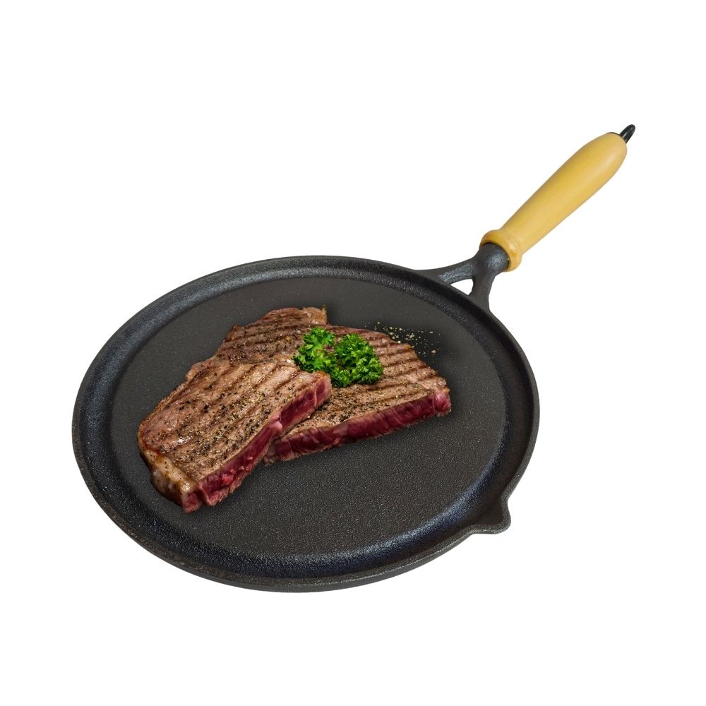 Chapa Bifeteira de Ferro Fundido Servir Churrasqueira Fogão Frigideira