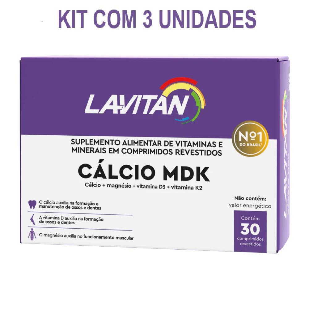 Kit Lavitan Cálcio MDK C/ 3Un De 30 Comp. Revestidos Cada