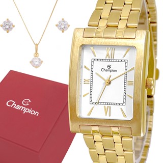 Relógio Champion Feminino Original Dourado Ouro Prova Dágua