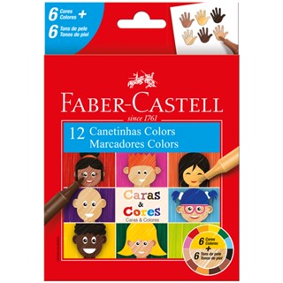Caneta hidrográfica caras e cores 150112CCZF 12 cores Faber-Castell