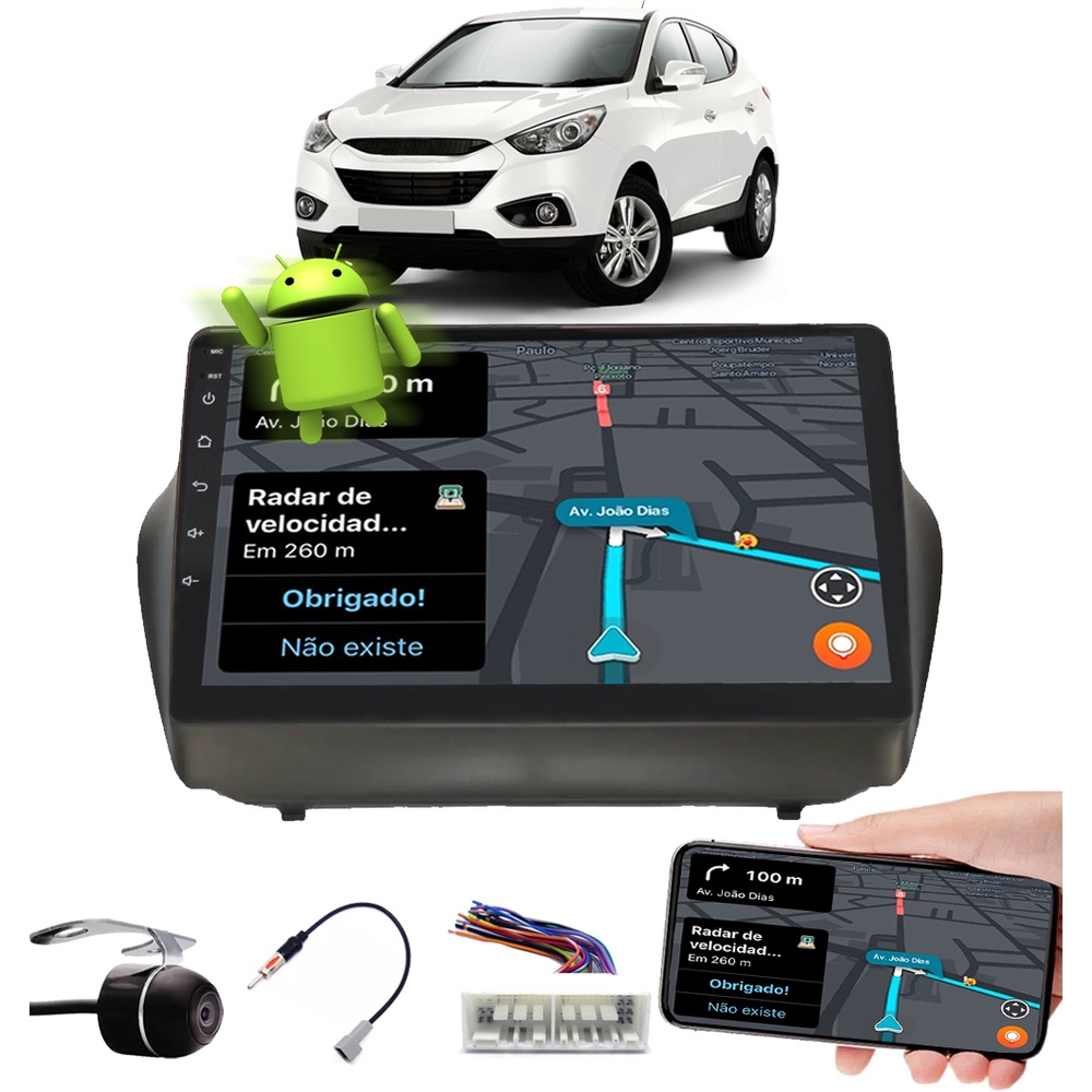 Multimídia 10 Polegadas IX35 2010 Diante Android Espelhamento GPS Bluetooth USB Câmera Ré