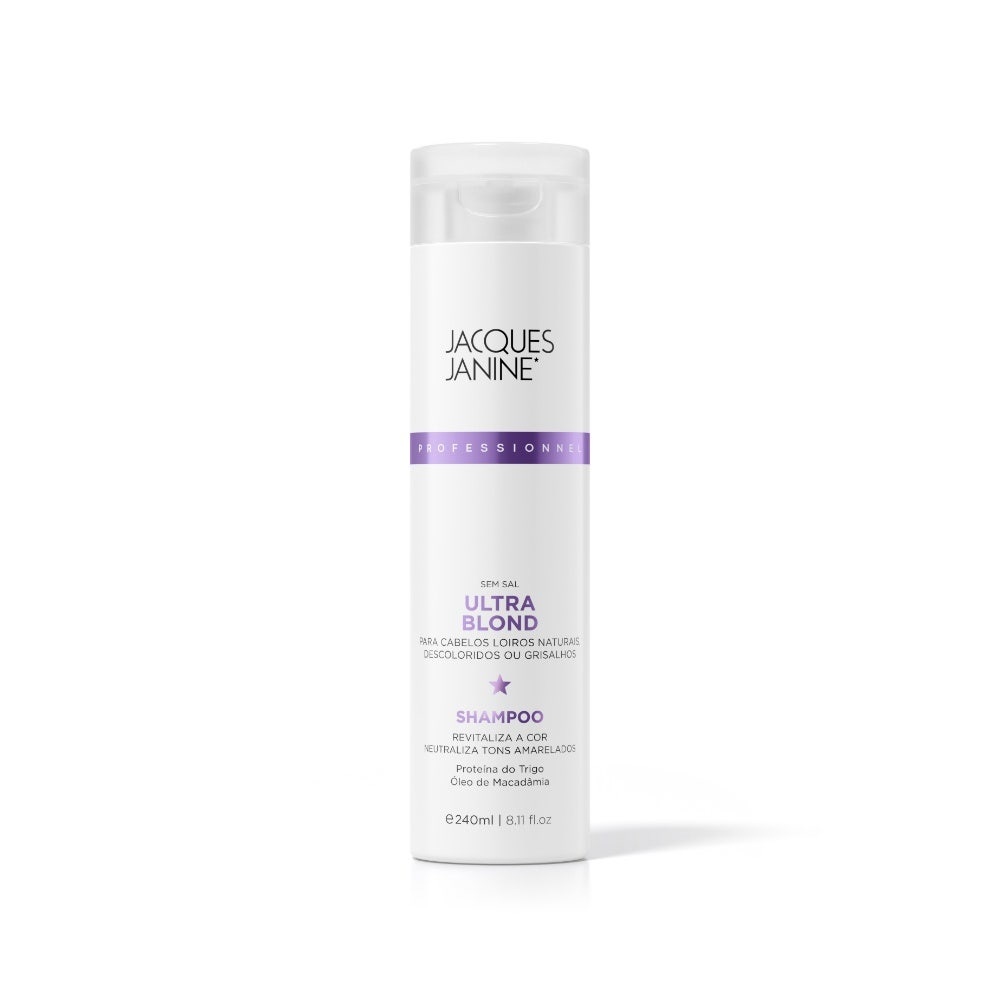 Shampoo Jacques Janine Professionnel Matizador Ultra Blond Cabelos Loiros E Grisalhos 240ml - Beauty