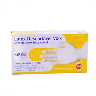 Luva Látex Volk c/100un Tam.M em Oferta na Shopee