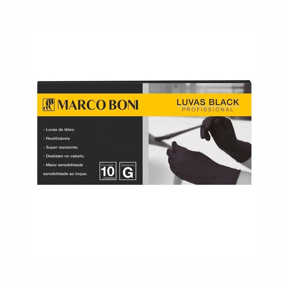 Luva Marco Boni Black c/10un Tam. G em Oferta na Shopee