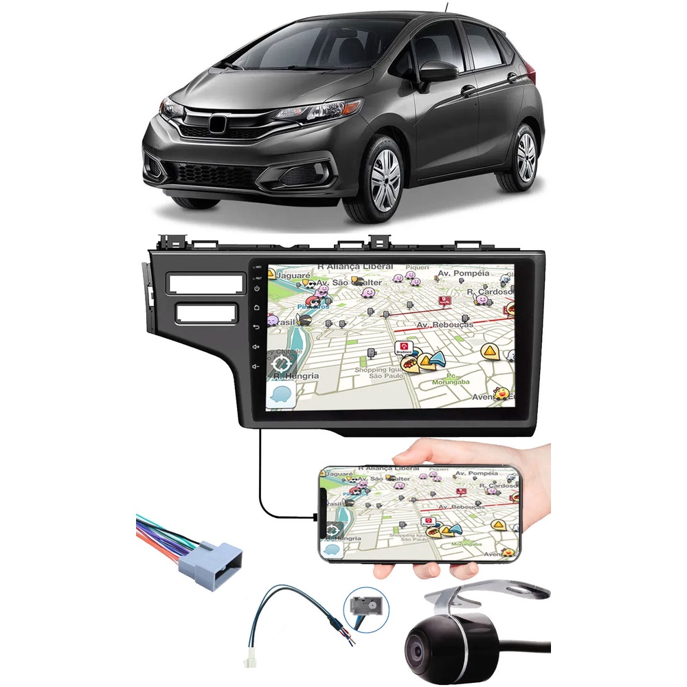 Multimídia 9" Polegadas Fit 2015 à 2020 Espelhamento USB Bluetooth Chicotes Interface Volante Moldura Painel Câmera Ré