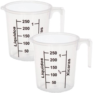 Kit 2 Jarra Plastica Graduada 250ml Para Receitas Padaria